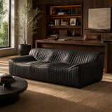 Duvina 3 Seater Sofa - Black Leather Sofa Nova-Core