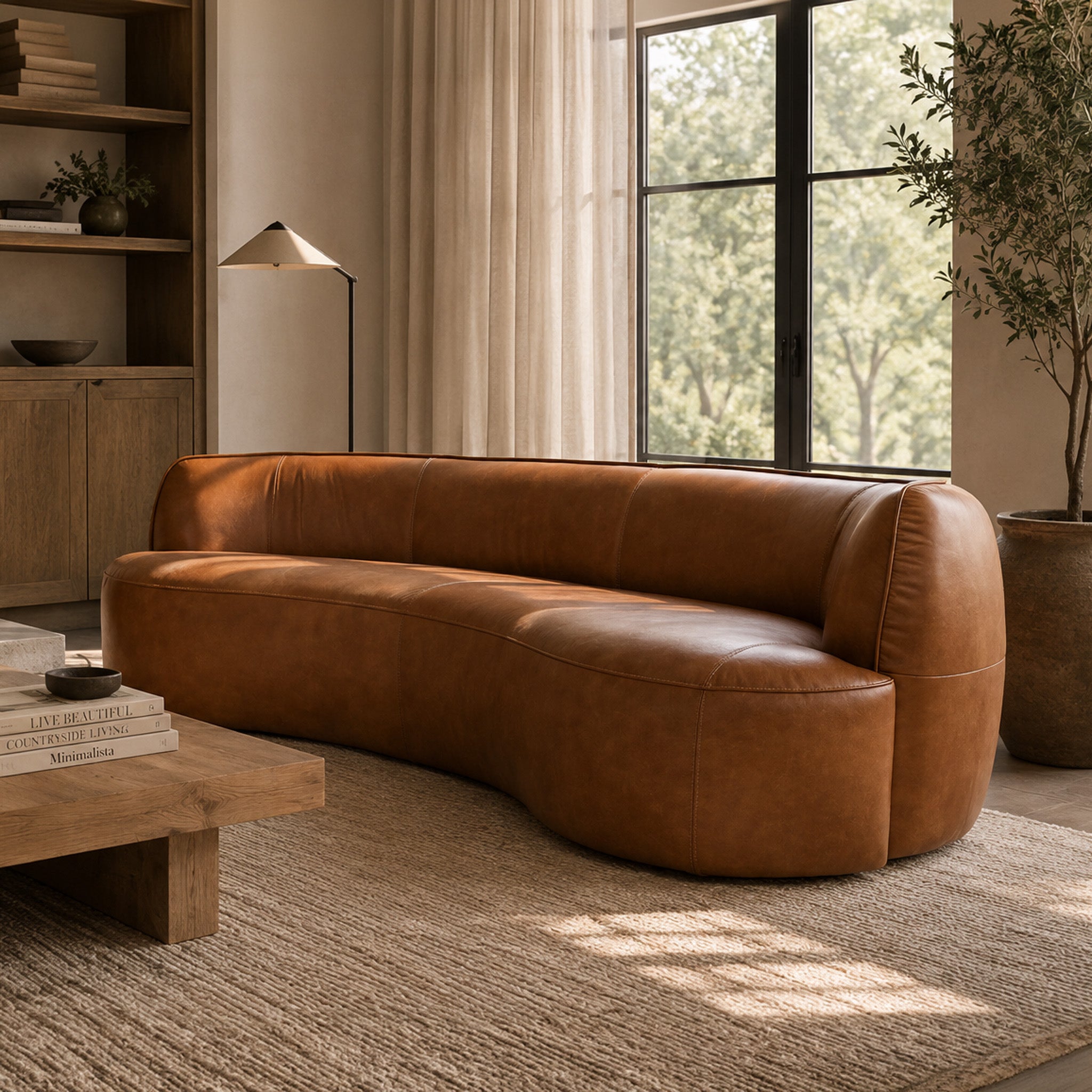 Arcova 3 Seater Sofa - Amber Tan Leather Sofa Nova-Core