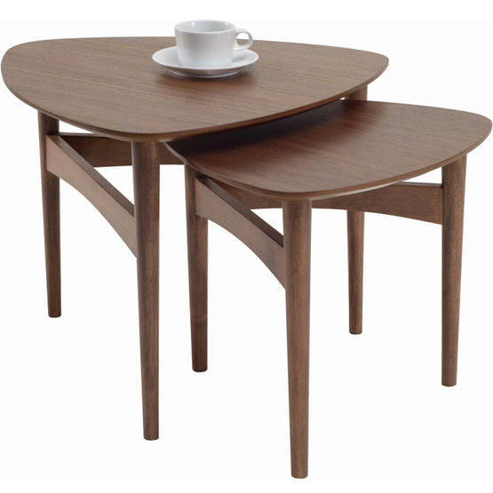 Set Of 2 - Marvin 48.8cm - 60cm Oak Nest Coffee Table in Walnut Veneer Coffee Table Vatec-Local   