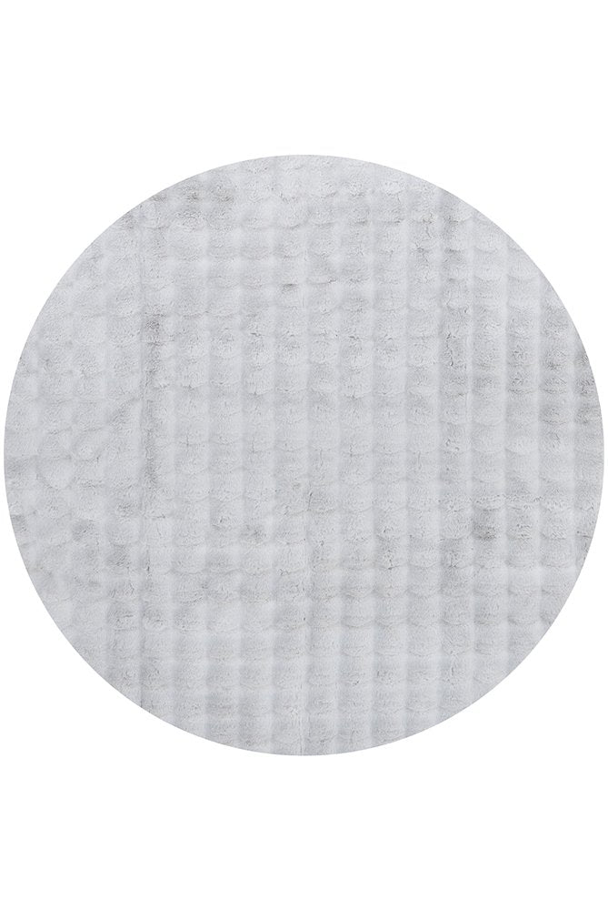 Marill 200cm x 200cm Round Bubbly Washable Rug - Silver Rug UN Rugs-Local   