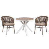 Vanesa 90cm Round Sand White Outdoor Dining Table - Natural Outdoor Table Industra-Core