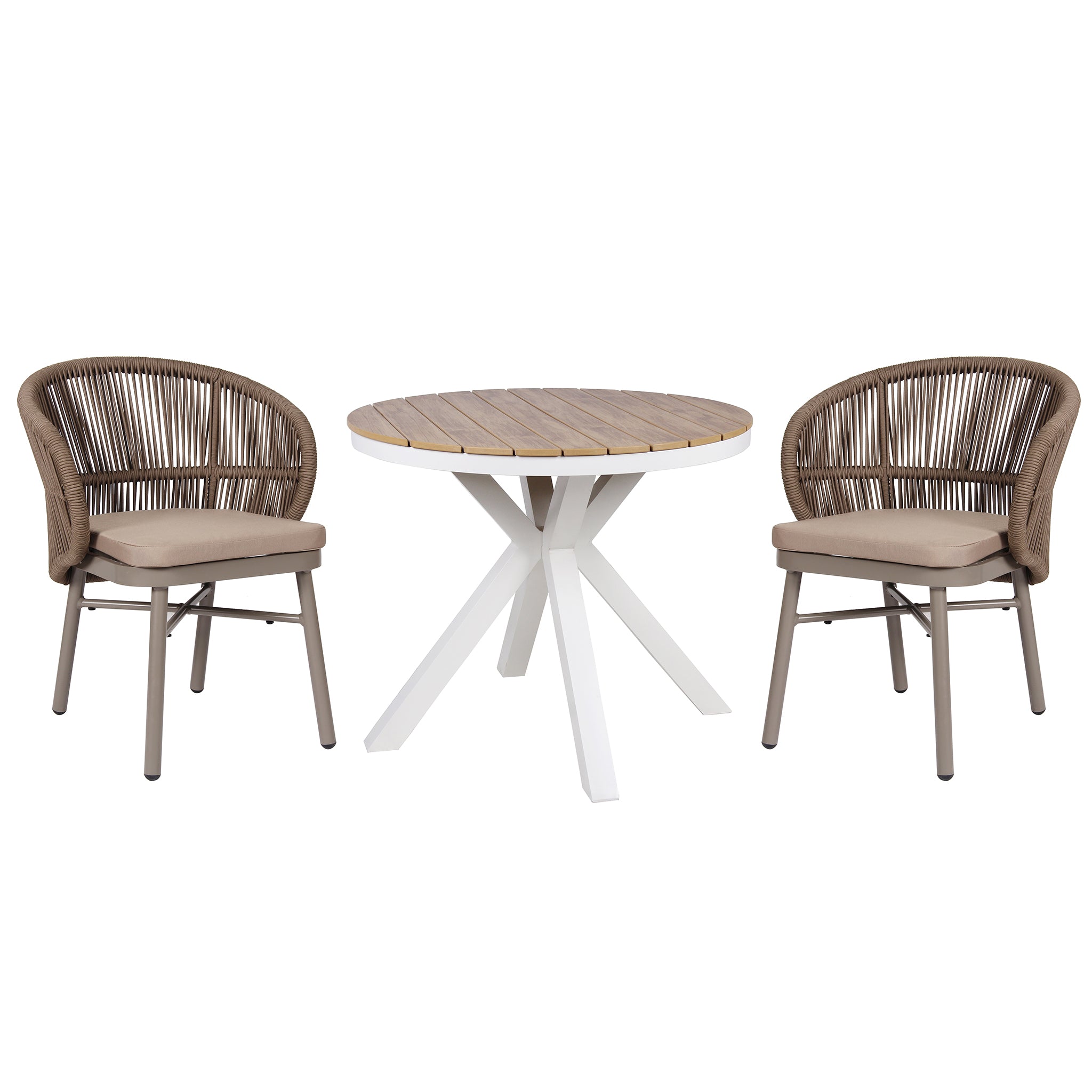 Vanesa 90cm Round Sand White Outdoor Dining Table - Natural Outdoor Table Industra-Core