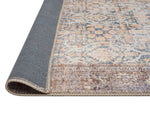 Krisna 290cm x 200cm Traditional Distressed Washable Rug - Brown and Blue