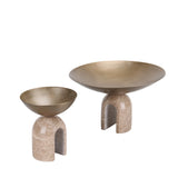 Cavo Arc Pedestal Metal Large Tray - Antique Brass Homewares Kim-Core