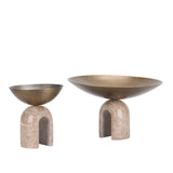 Cavo Arc Pedestal Metal Large Tray - Antique Brass Homewares Kim-Core