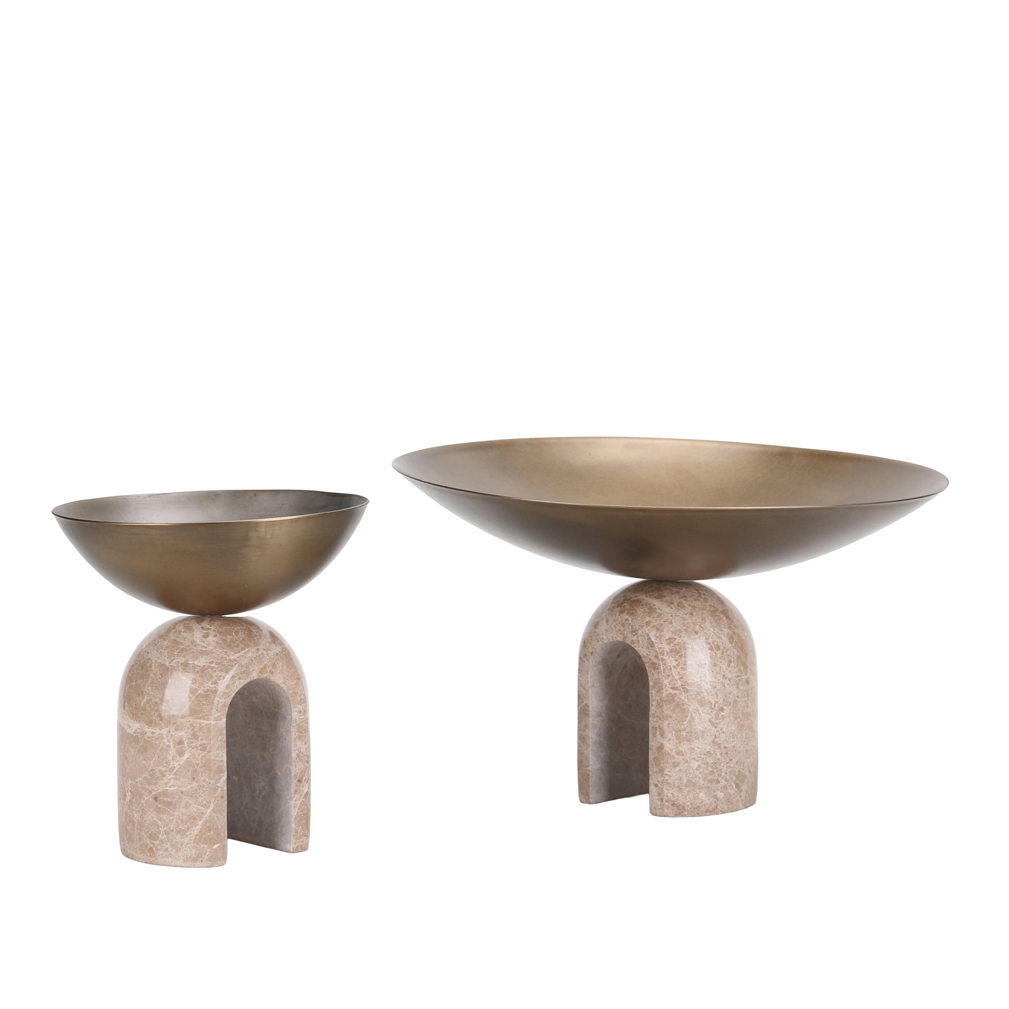 Cavo Arc Pedestal Metal Large Tray - Antique Brass Homewares Kim-Core