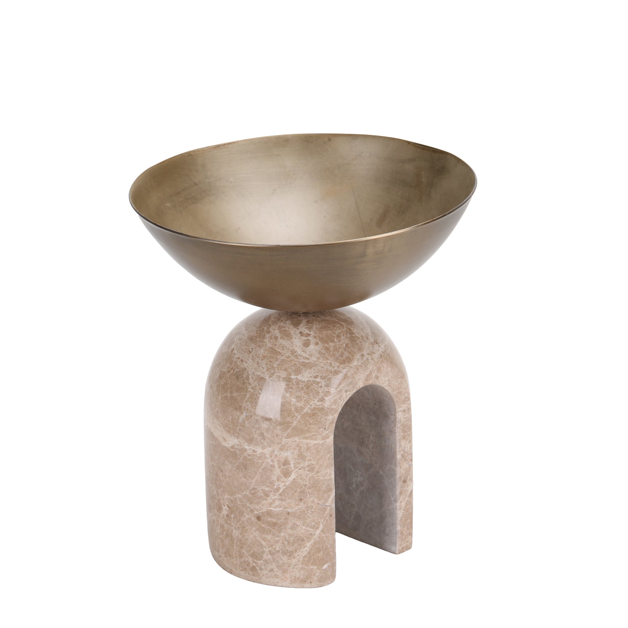 Cavo Arc Pedestal Metal Small Tray - Antique Brass | Interior Secrets