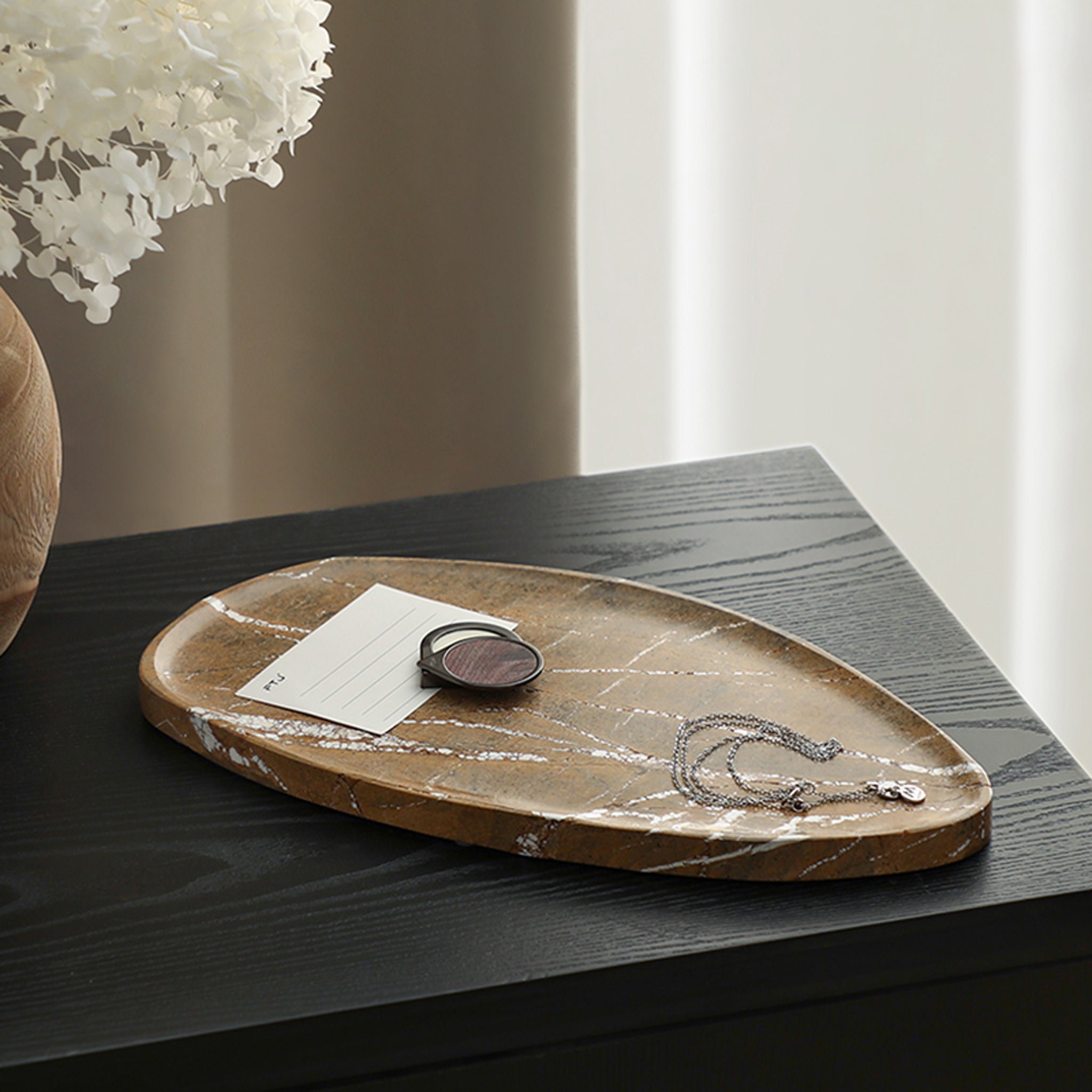 Orva Leaf Shaped Marble Plate - Coffee Homewares Floco-Core