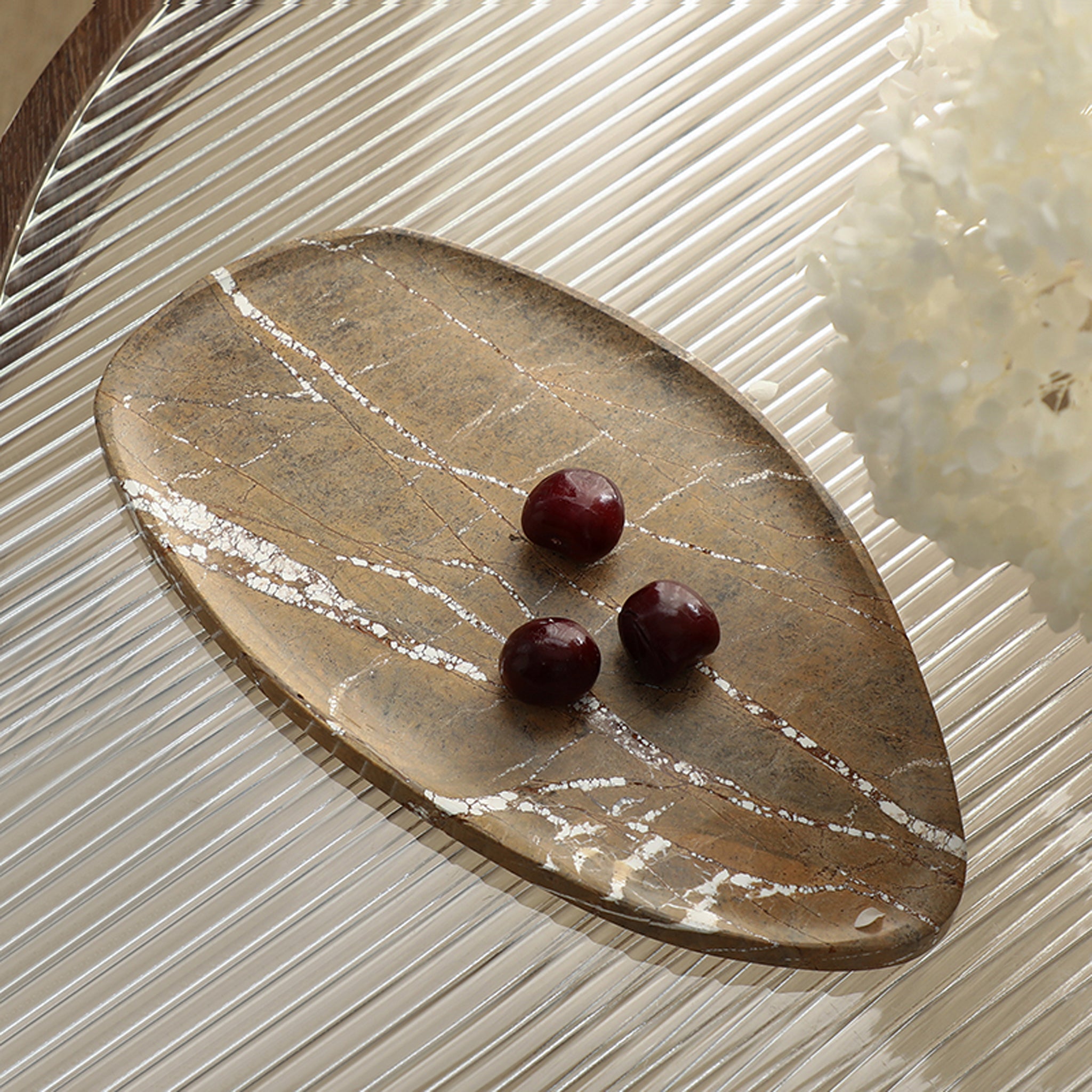 Orva Leaf Shaped Marble Plate - Coffee Homewares Floco-Core
