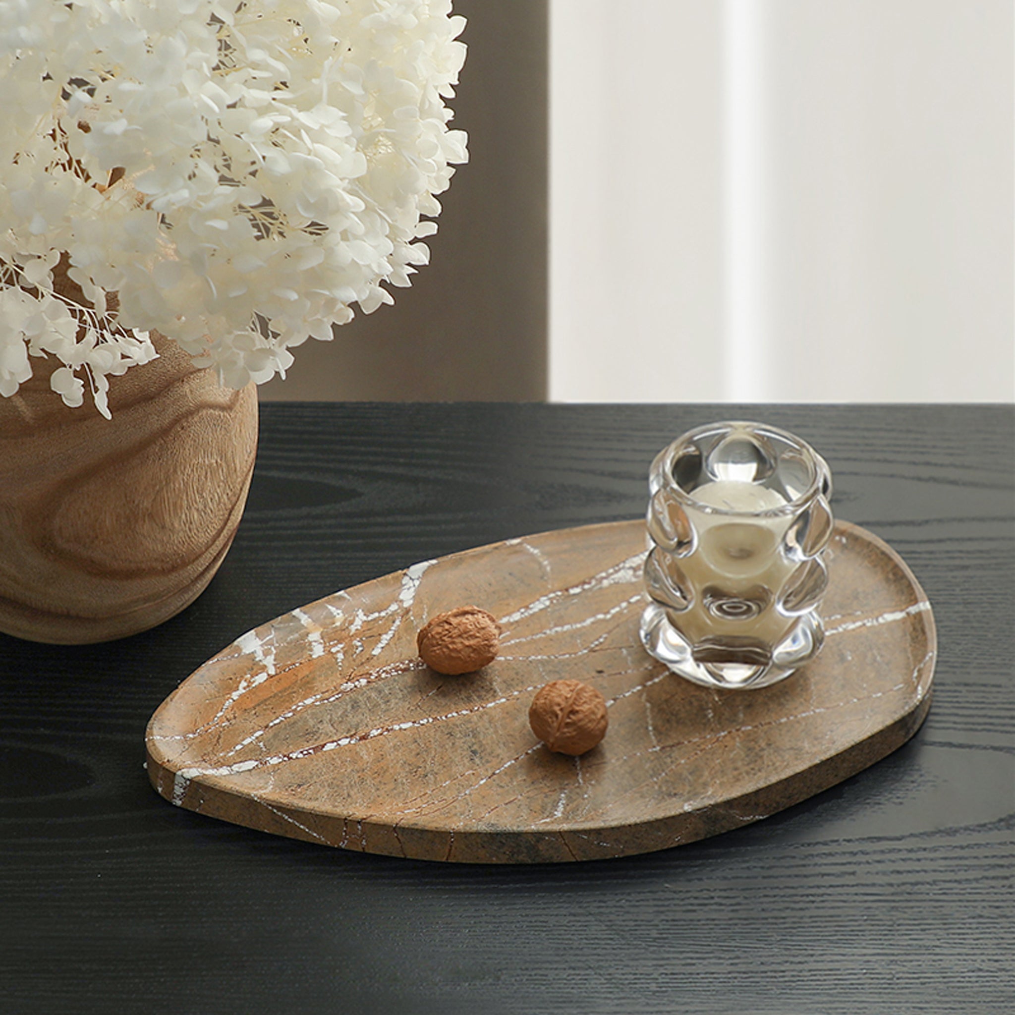Orva Leaf Shaped Marble Plate - Coffee Homewares Floco-Core