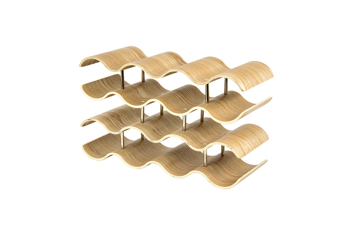 Petrus Wooden Wave 14 Bottle Holder Wine Rack - Natural Wine Rack Aim WS-Local   