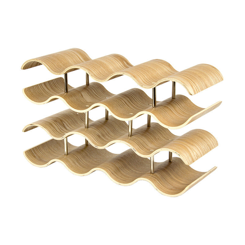 Petrus Wooden Wave 14 Bottle Holder Wine Rack - Natural Wine Rack Aim WS-Local   