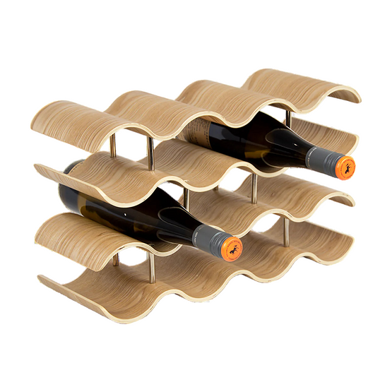 Petrus Wooden Wave 14 Bottle Holder Wine Rack - Natural Wine Rack Aim WS-Local   