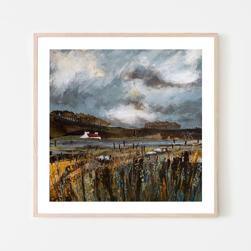 A Little Croft House, By Louise O’Hara Wall Art Gioia-Local Black Framed Poster 50x50cm