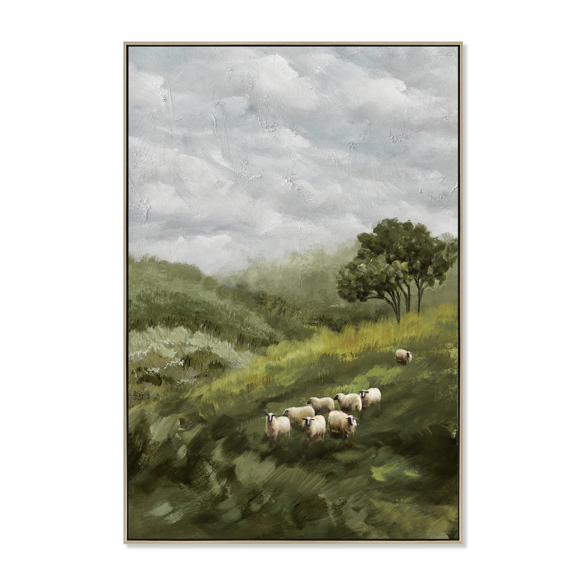 Grazia Verde 80 x 120cm Framed Canvas - Natural Wall Art Cloud-Core