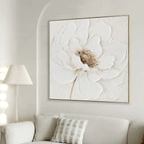Blanche Bloom 80 x 80cm Framed Canvas - Natural Wall Art Cloud-Core