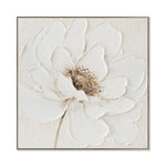 Blanche Bloom 80 x 80cm Framed Canvas - Natural Wall Art Cloud-Core