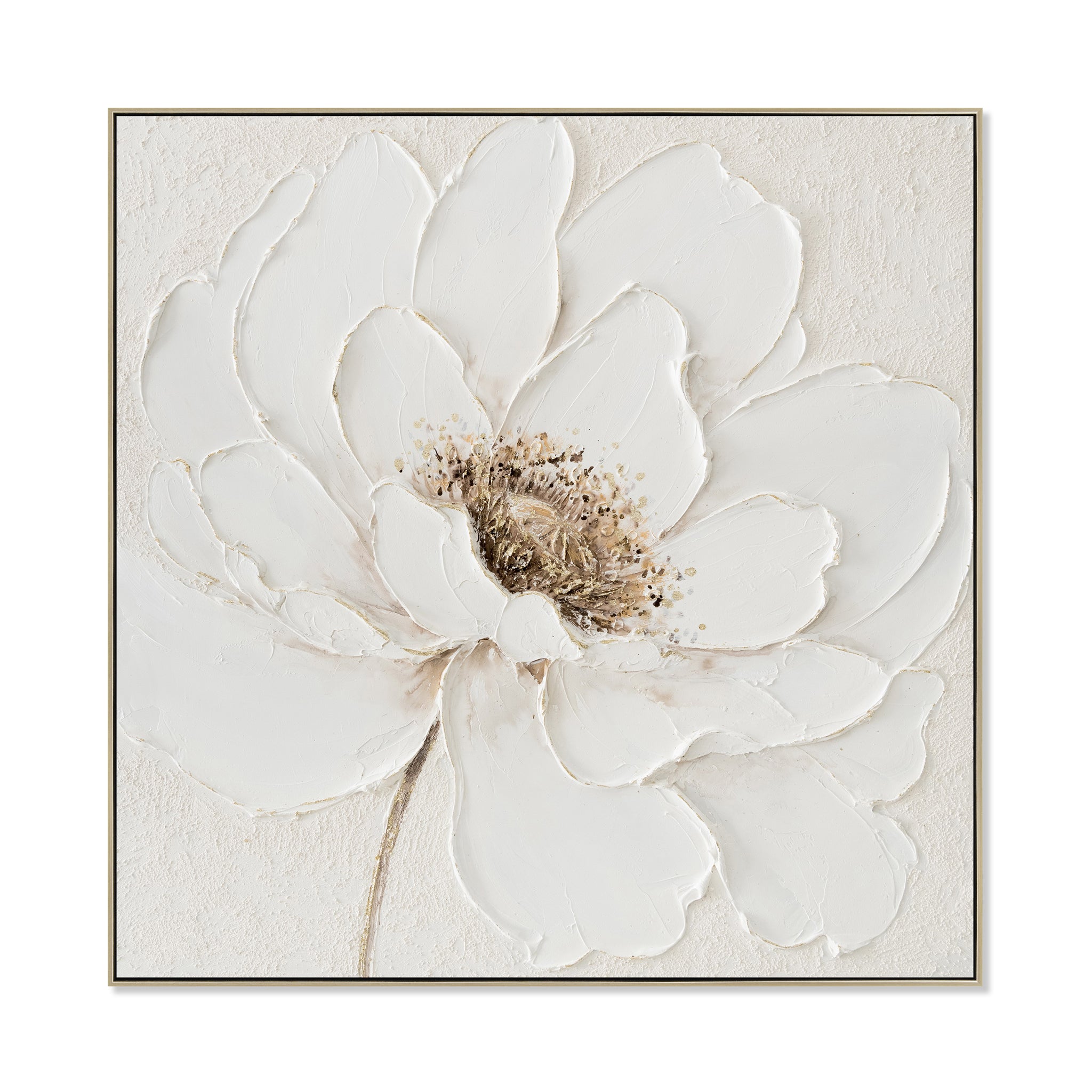 Blanche Bloom 80 x 80cm Framed Canvas - Natural Wall Art Cloud-Core