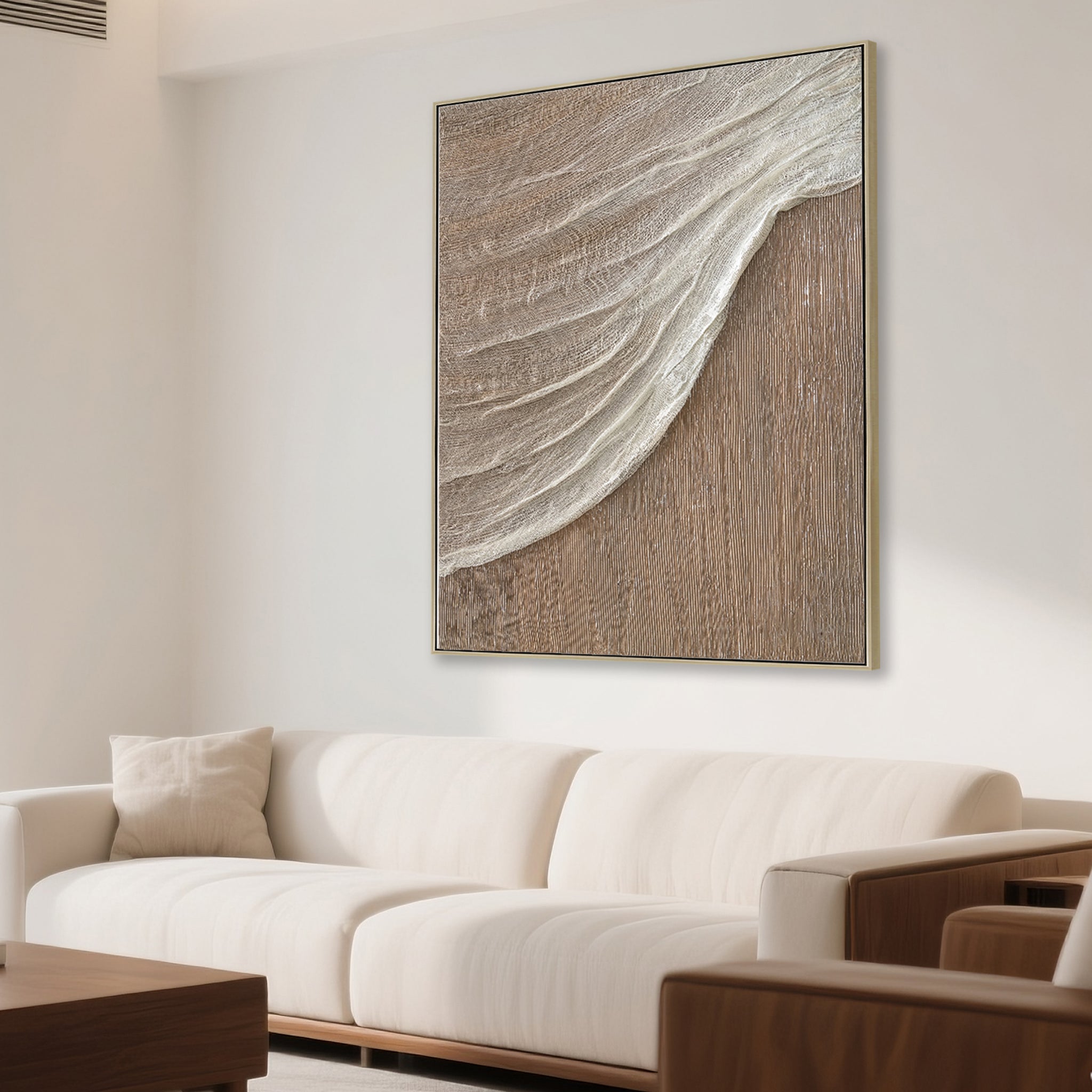 Ondelle 80 x 100cm Framed Canvas - Natural Wall Art Cloud-Core