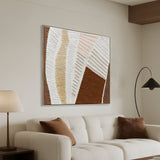 Sienna Linea Style B 100 x 100cm Framed Canvas - Natural Wall Art Cloud-Core