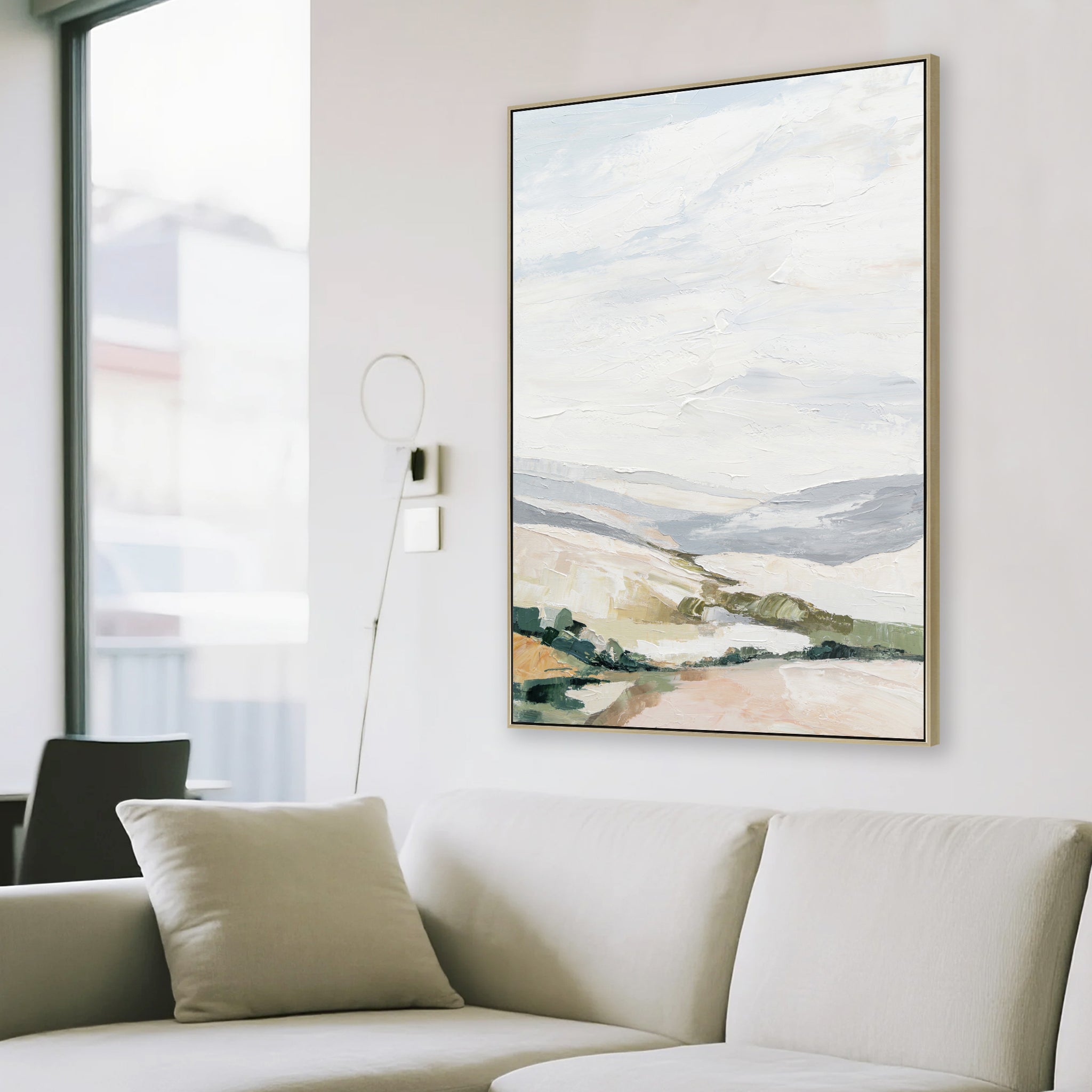 Calvia 80 x 120cm Framed Canvas - Natural Wall Art Cloud-Core