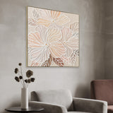 Amora Bloom 80 x 80cm Framed Canvas - Natural Wall Art Cloud-Core