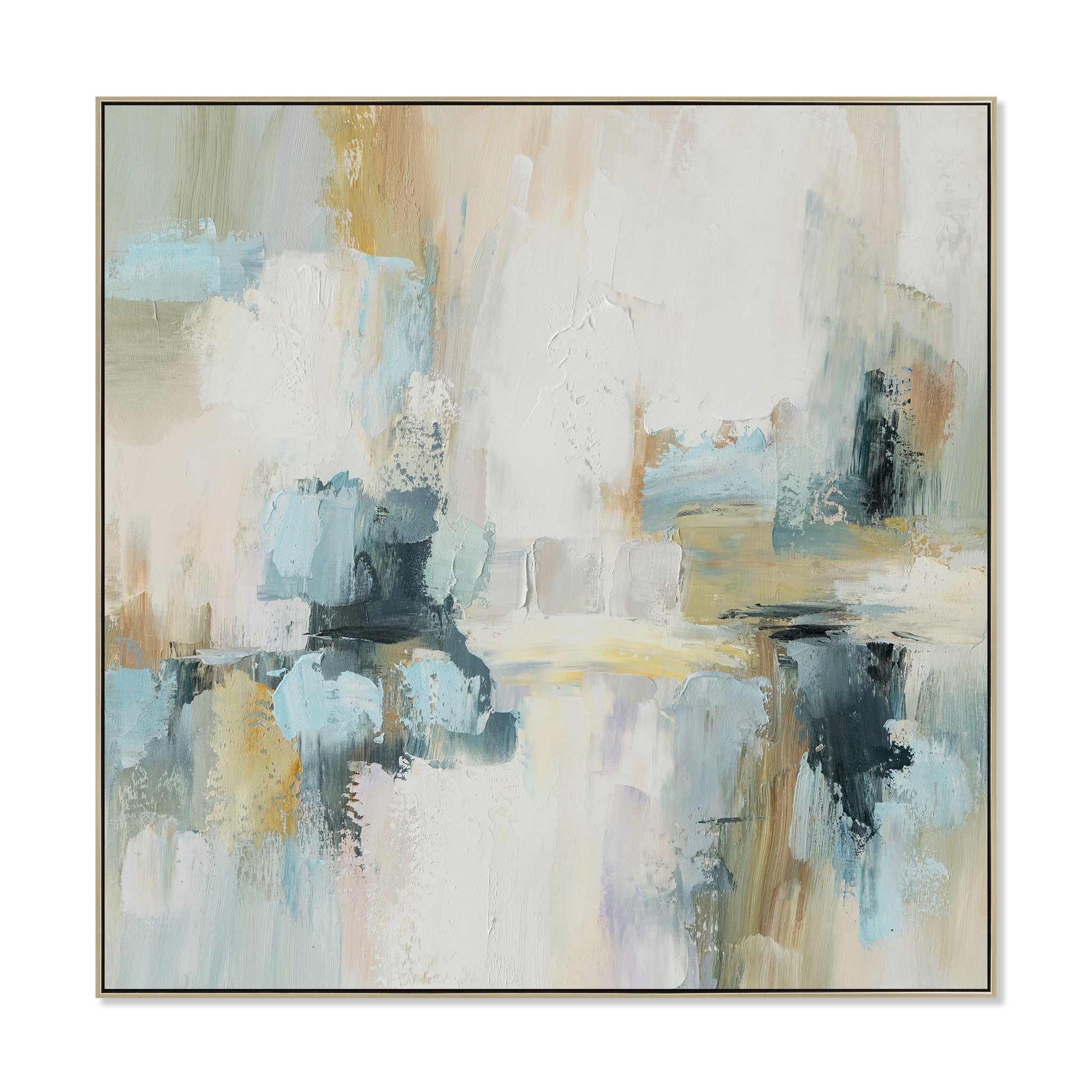 Nordic Haze 80 x 80cm Framed Canvas - Natural Wall Art Cloud-Core