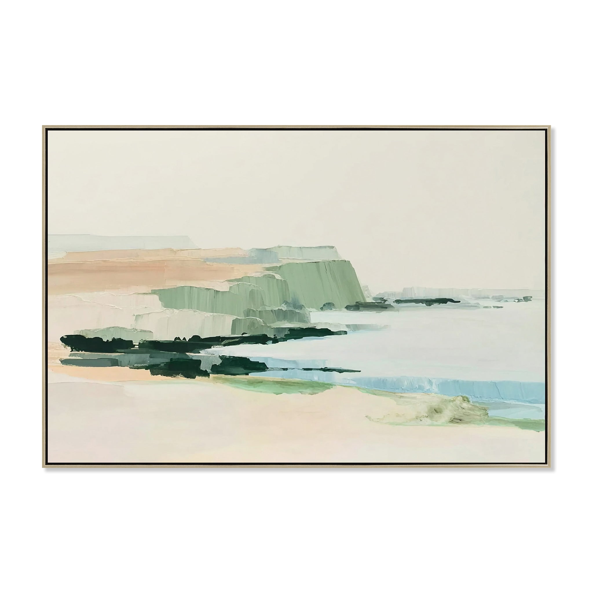 Coastal Mirage 120 x 80cm Framed Canvas - Natural Wall Art Cloud-Core