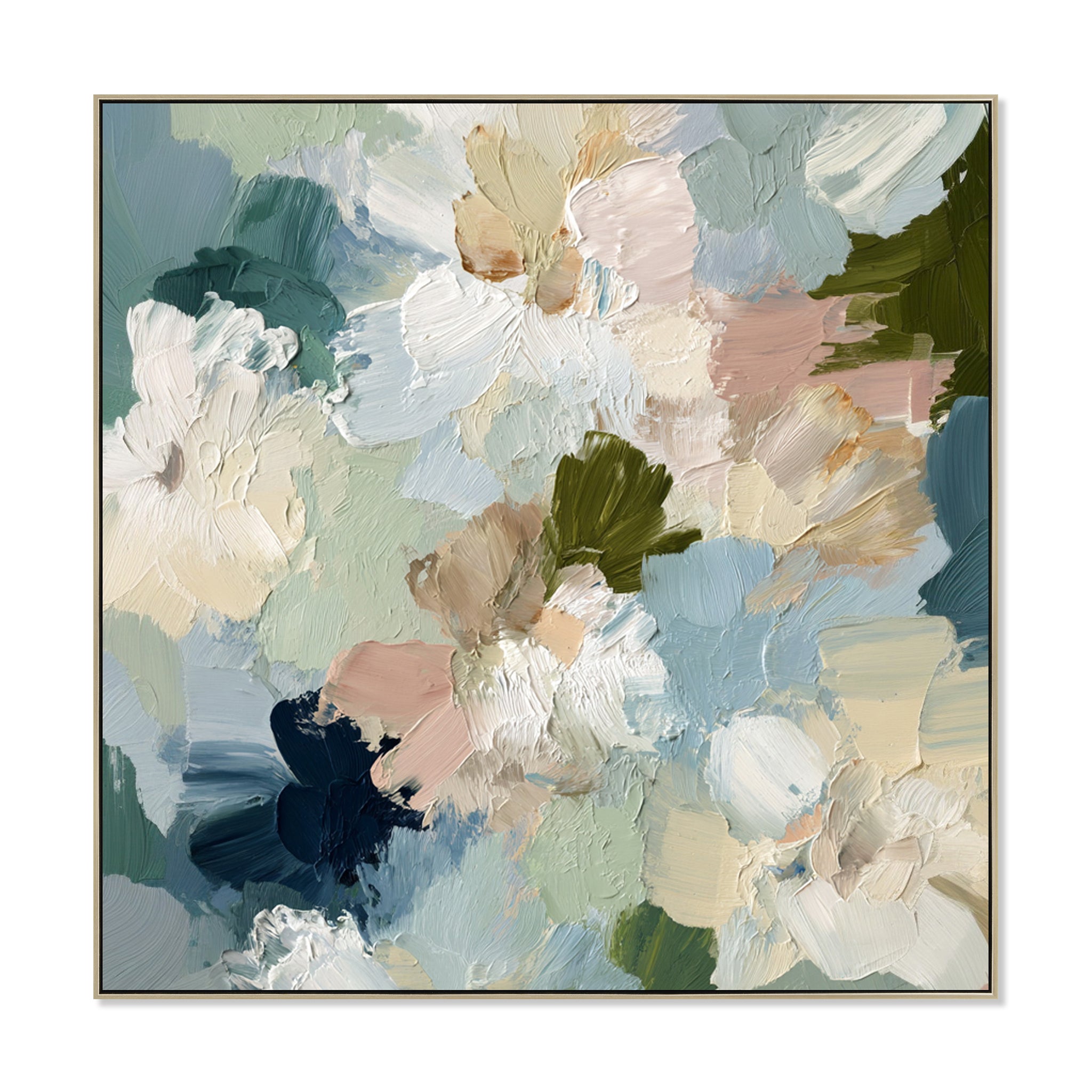 Florence Mist 100 x 100cm Framed Canvas - Natural Wall Art Cloud-Core