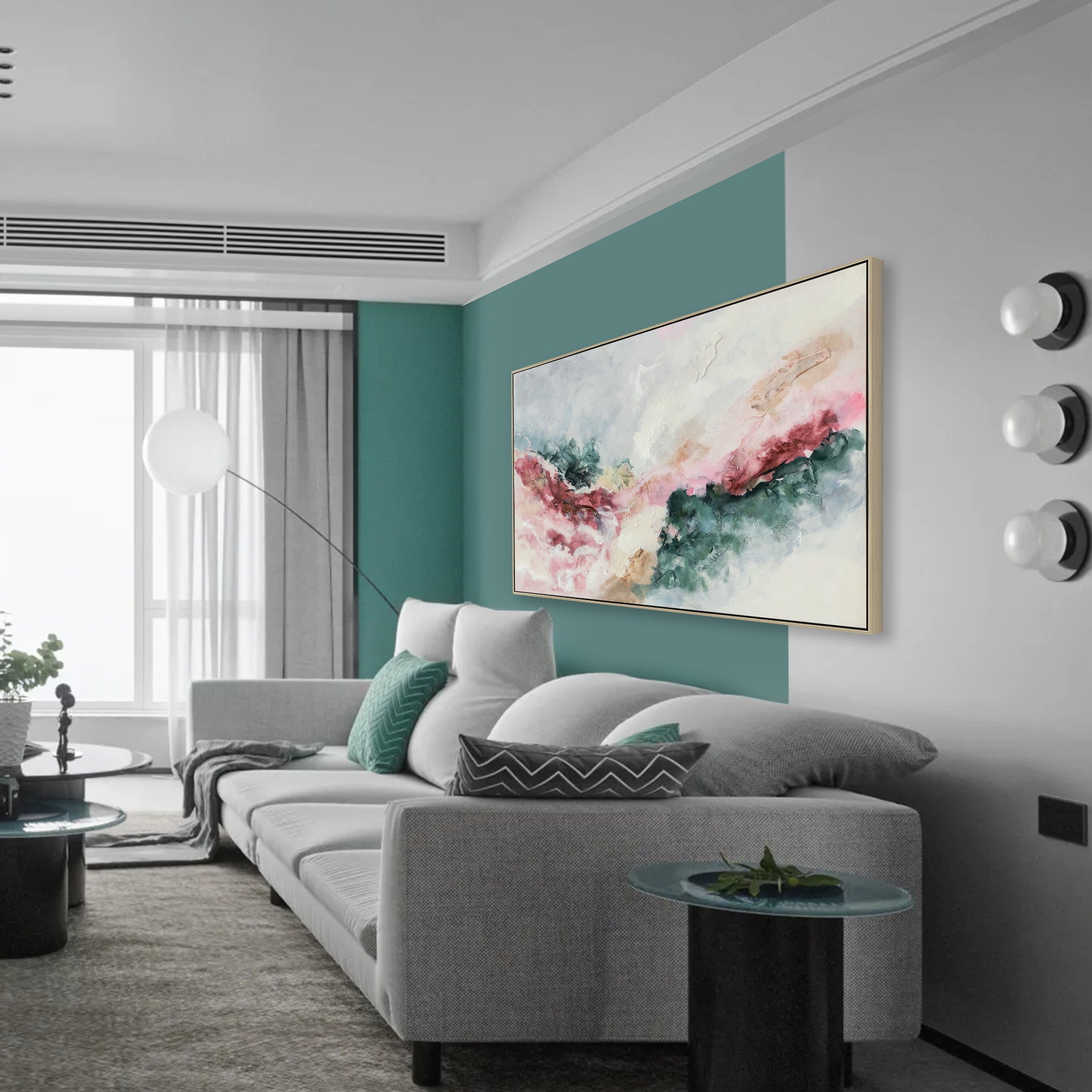 Aurora Rosa 120 x 80cm Framed Canvas - Natural Wall Art Cloud-Core