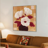 Eternal Bloom 80 x 80cm Framed Canvas - Natural Wall Art Cloud-Core