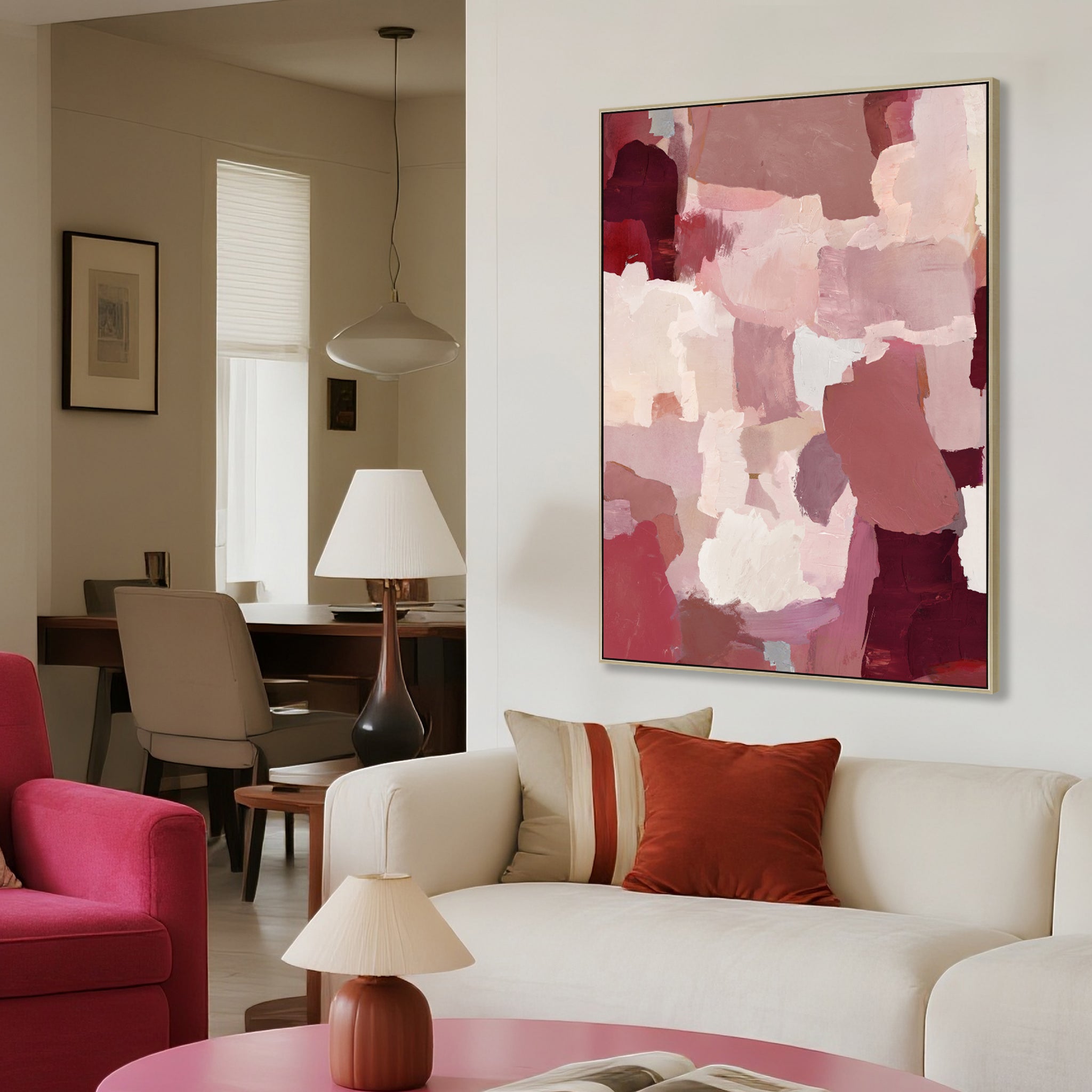 Berry Tapestry 100 x 140cm Framed Canvas - Natural Wall Art Cloud-Core