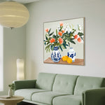 Azure Orchard 80 x 80cm Framed Canvas - Natural Wall Art Cloud-Core