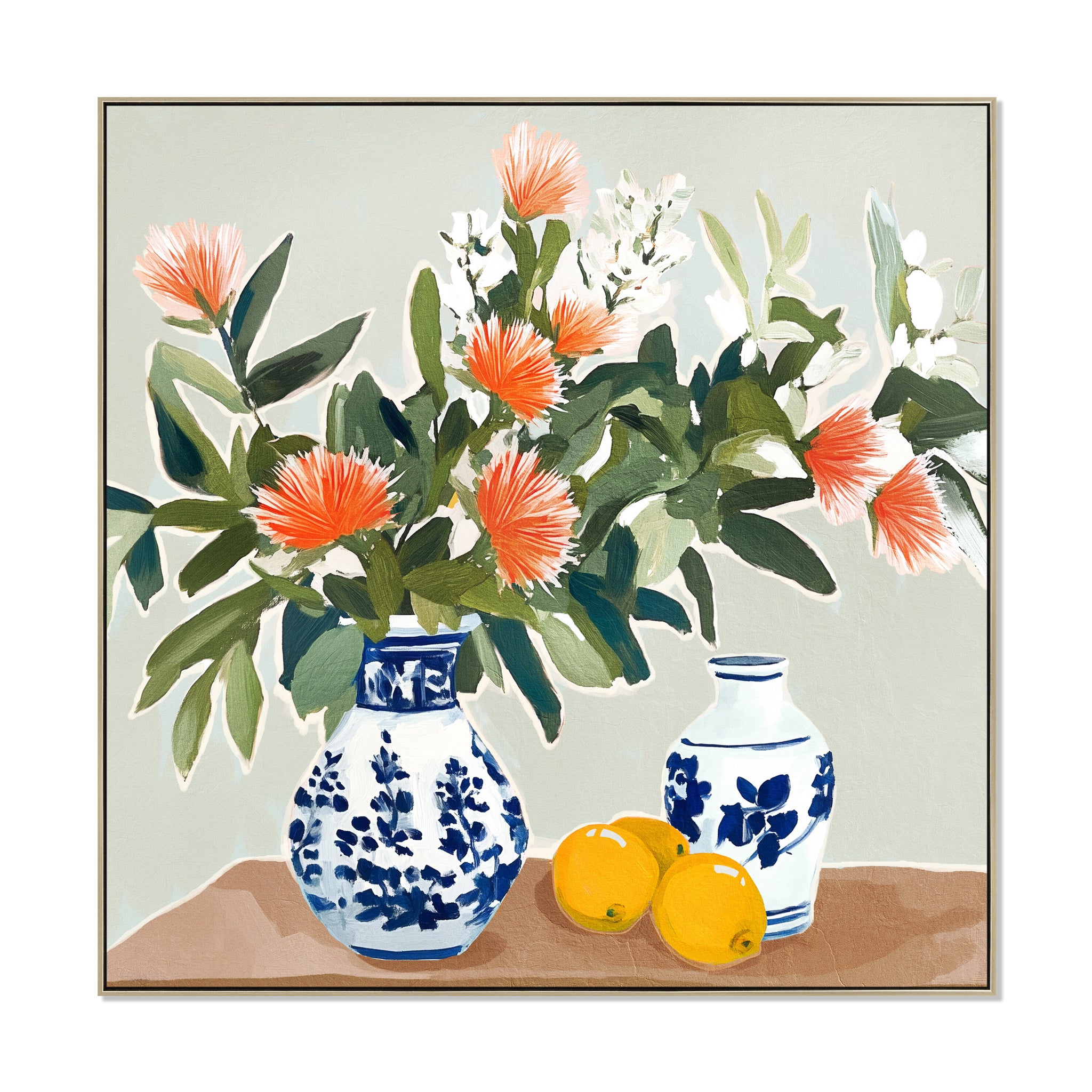 Azure Orchard 80 x 80cm Framed Canvas - Natural Wall Art Cloud-Core