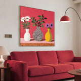 Petals & Porcelains 40 x 40cm Framed Canvas - Natural Wall Art Cloud-Core