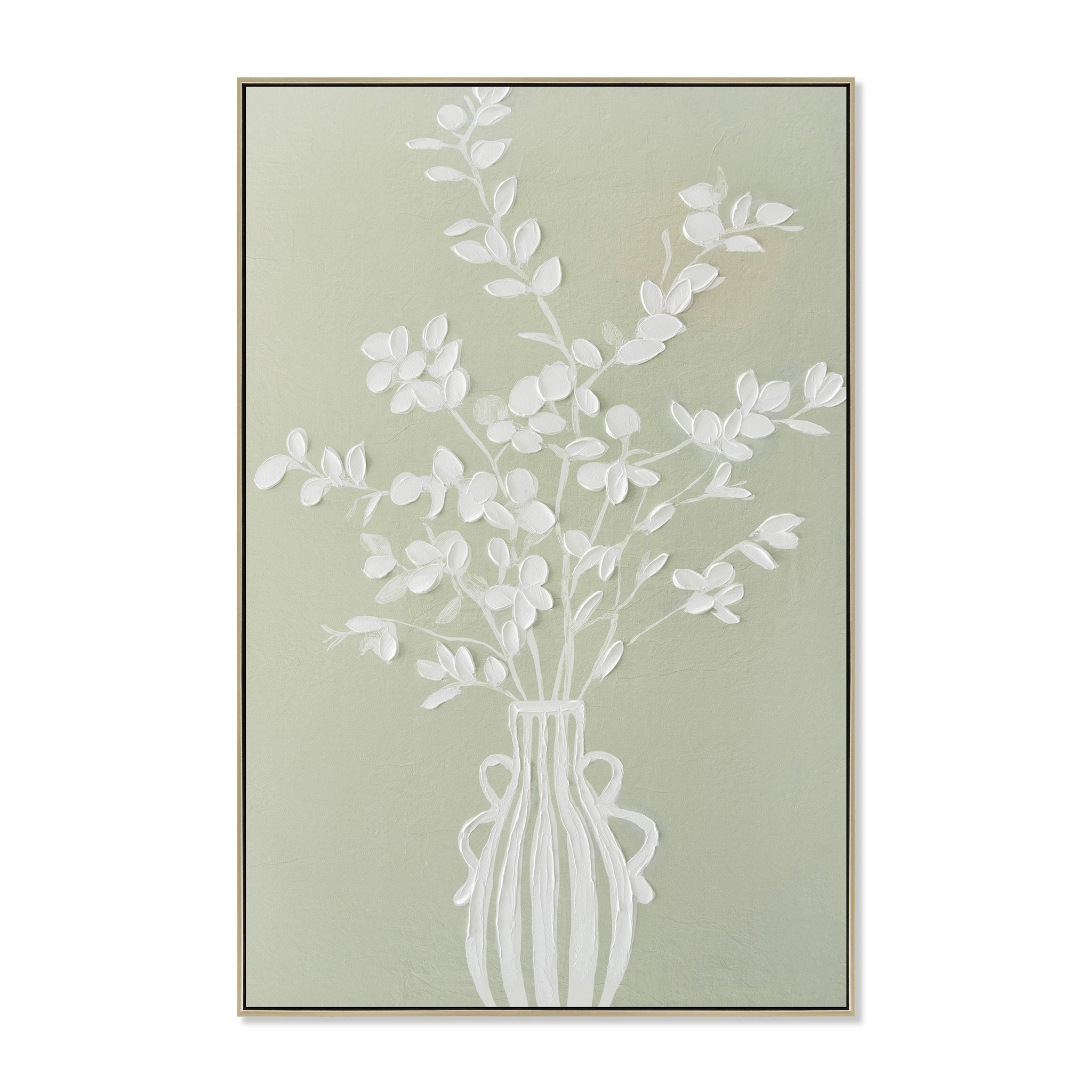 Verdant Whisper 60 x 90cm Framed Canvas - Natural Wall Art Cloud-Core