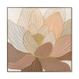 Golden Petal Reverie Style A 80 x 80cm Framed Canvas - Natural Wall Art Cloud-Core