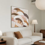 Terra Fan 80 x 80cm Framed Canvas - Natural Wall Art Cloud-Core