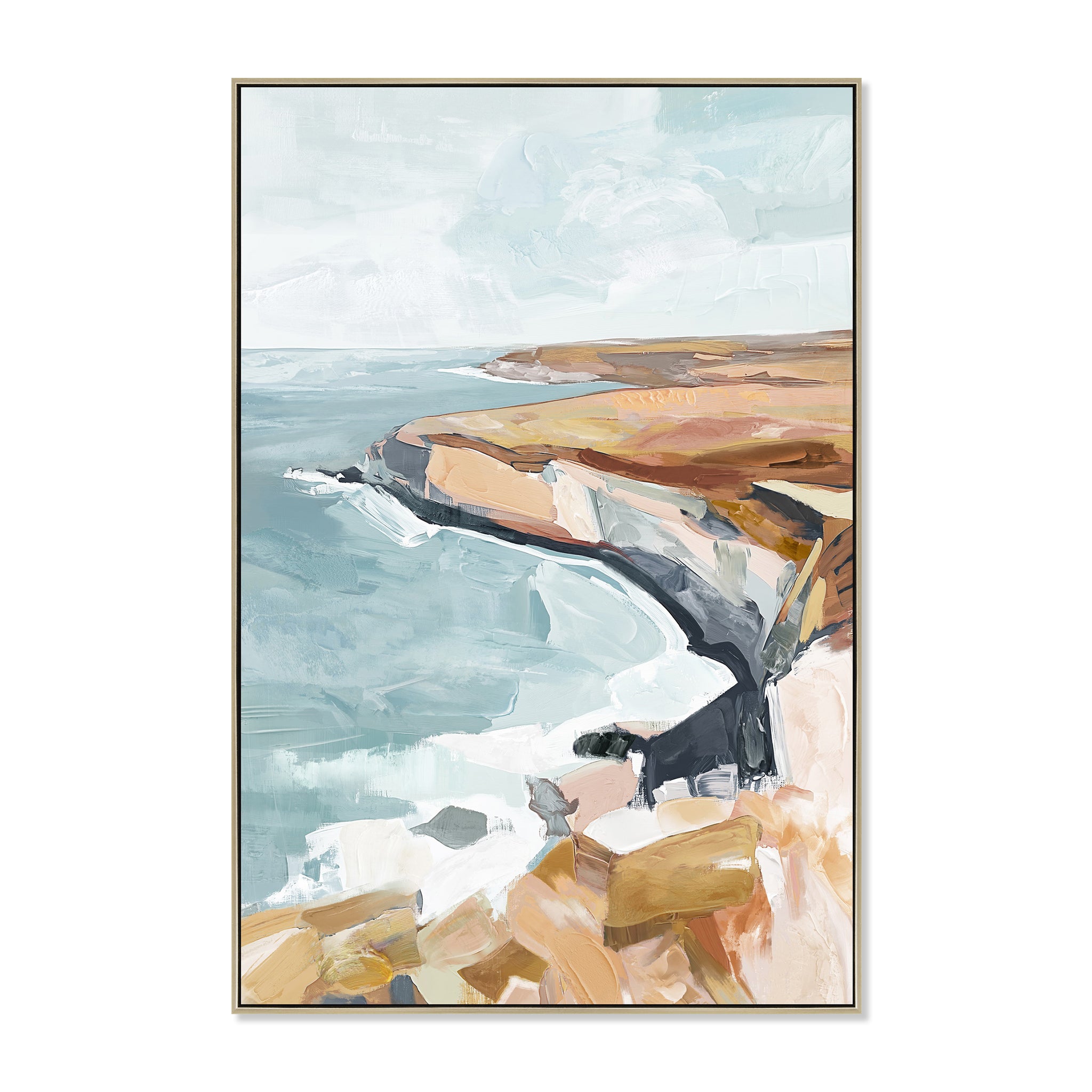 Ocean's Embrace 80 x 120cm Framed Canvas - Natural Wall Art Cloud-Core