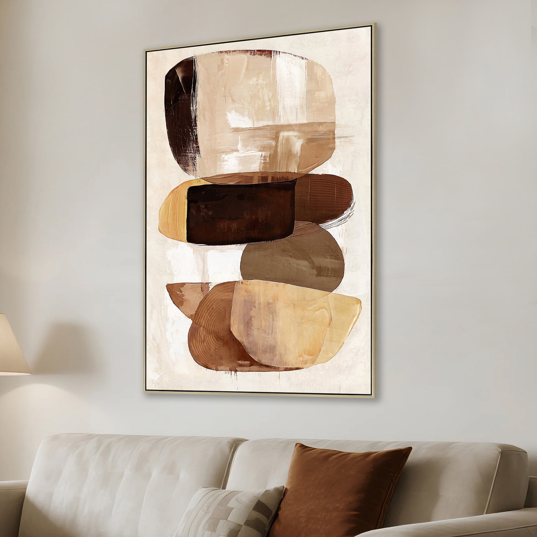 Eartha Harmony 80 x 120cm Framed Canvas - Natural Wall Art Cloud-Core