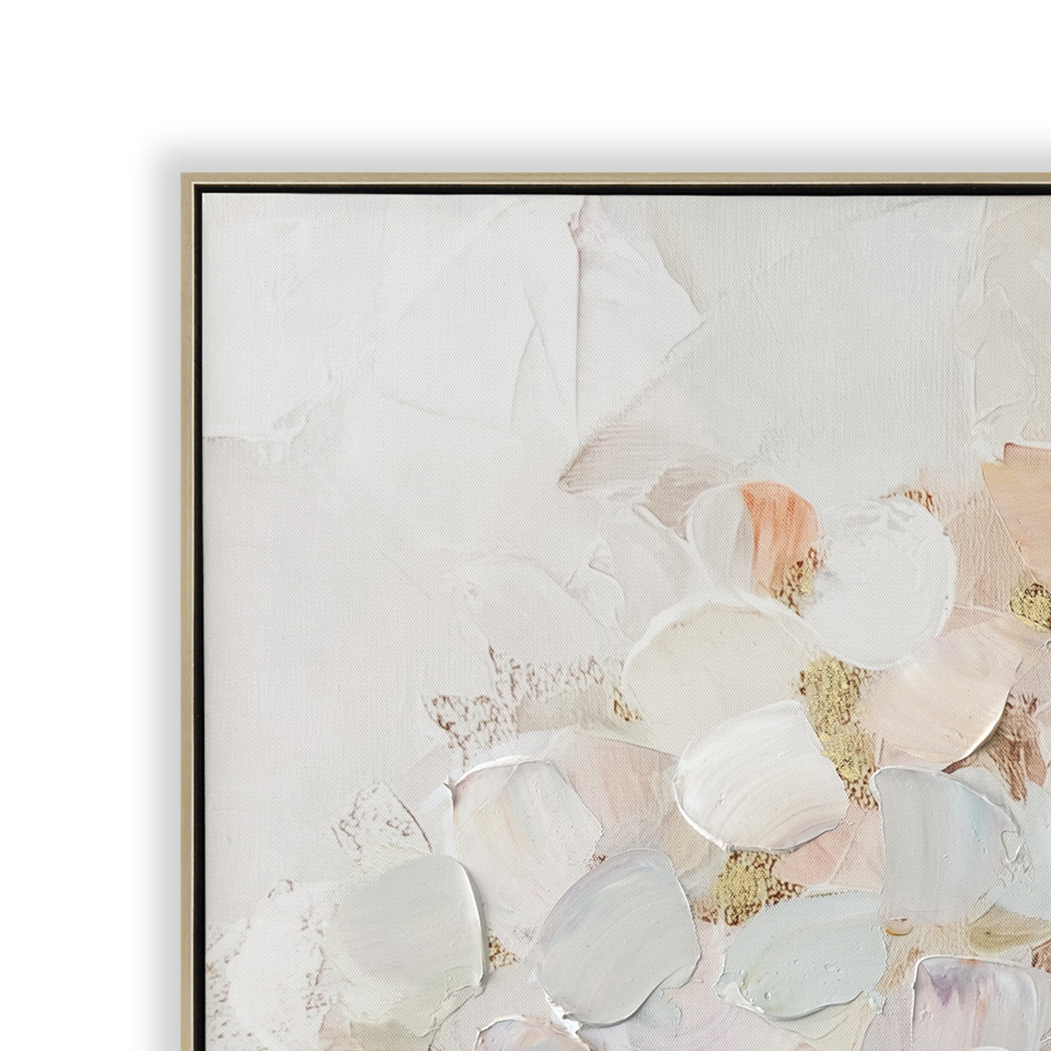 Petal Whisper 80 x 80cm Framed Canvas - Natural Wall Art Cloud-Core