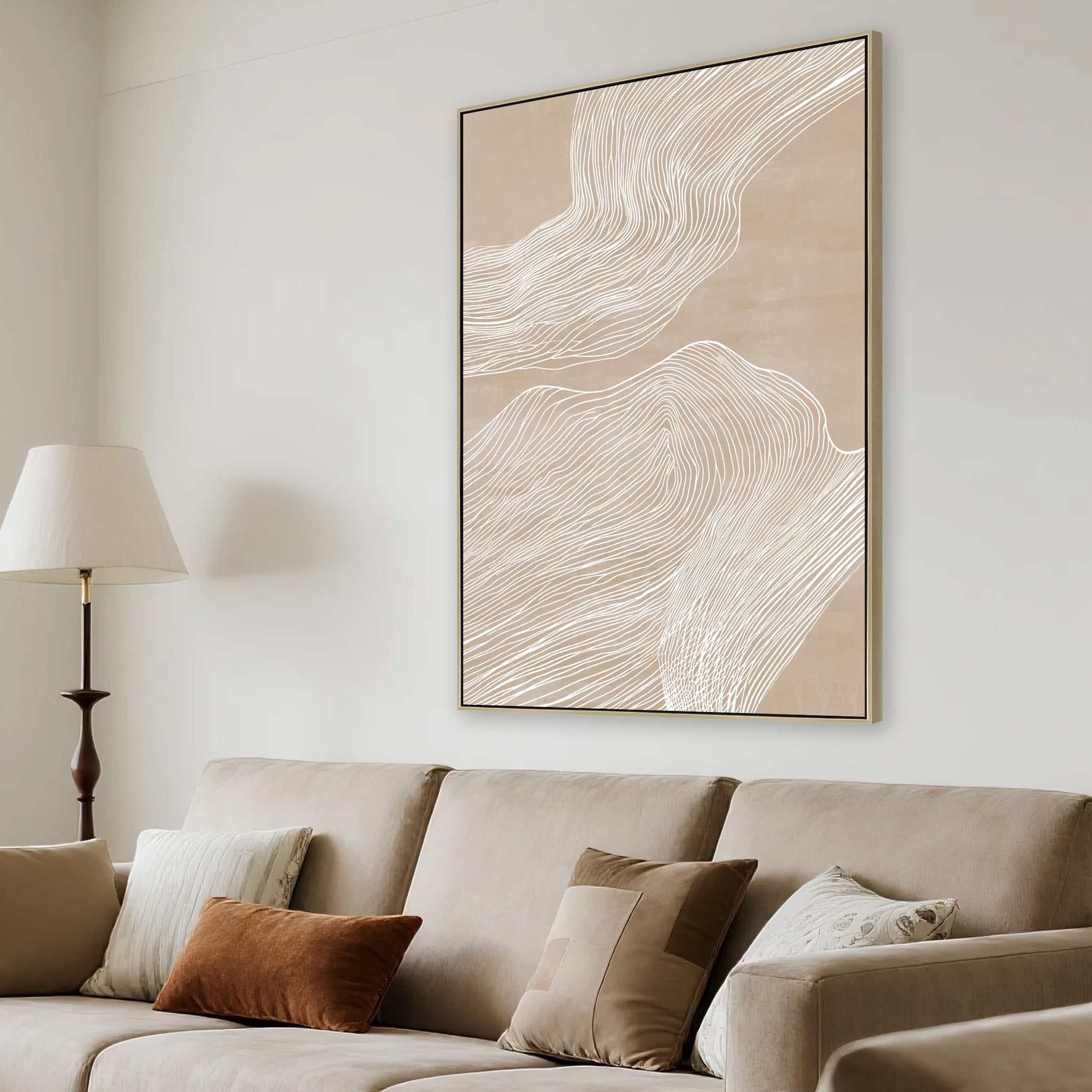 Terra Flow Style B 80 x 120cm Framed Canvas - Natural Wall Art Cloud-Core