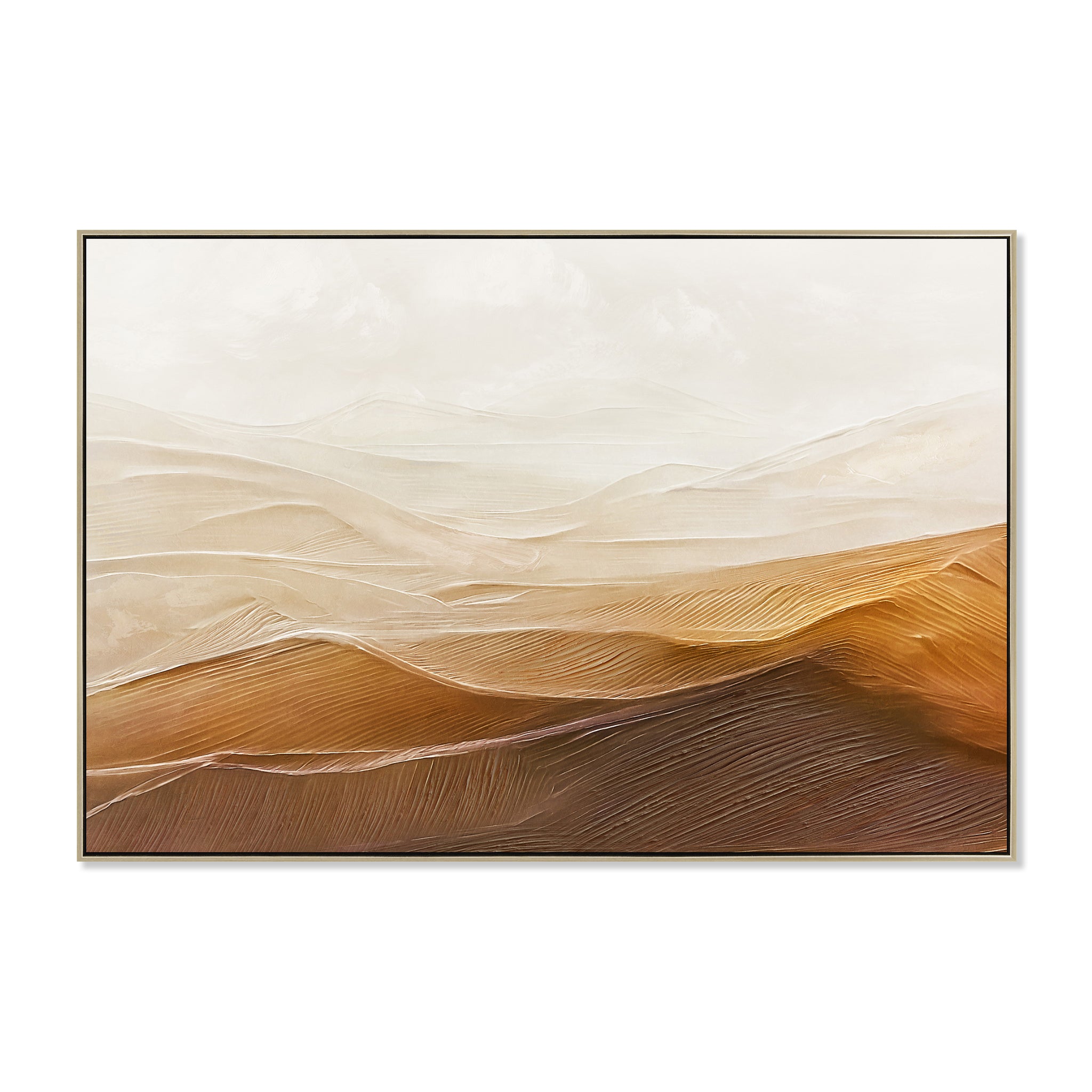Amber Horizon 120 x 80cm Framed Canvas - Natural Wall Art Cloud-Core