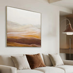 Amber Dunes 100 x 100cm Framed Canvas - Natural Wall Art Cloud-Core