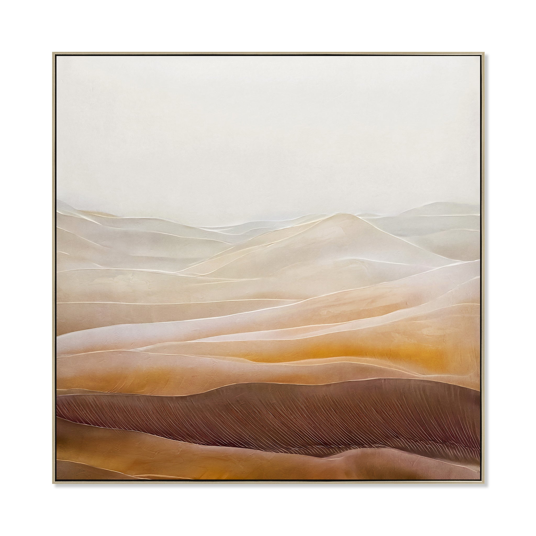 Amber Dunes 100 x 100cm Framed Canvas - Natural Wall Art Cloud-Core