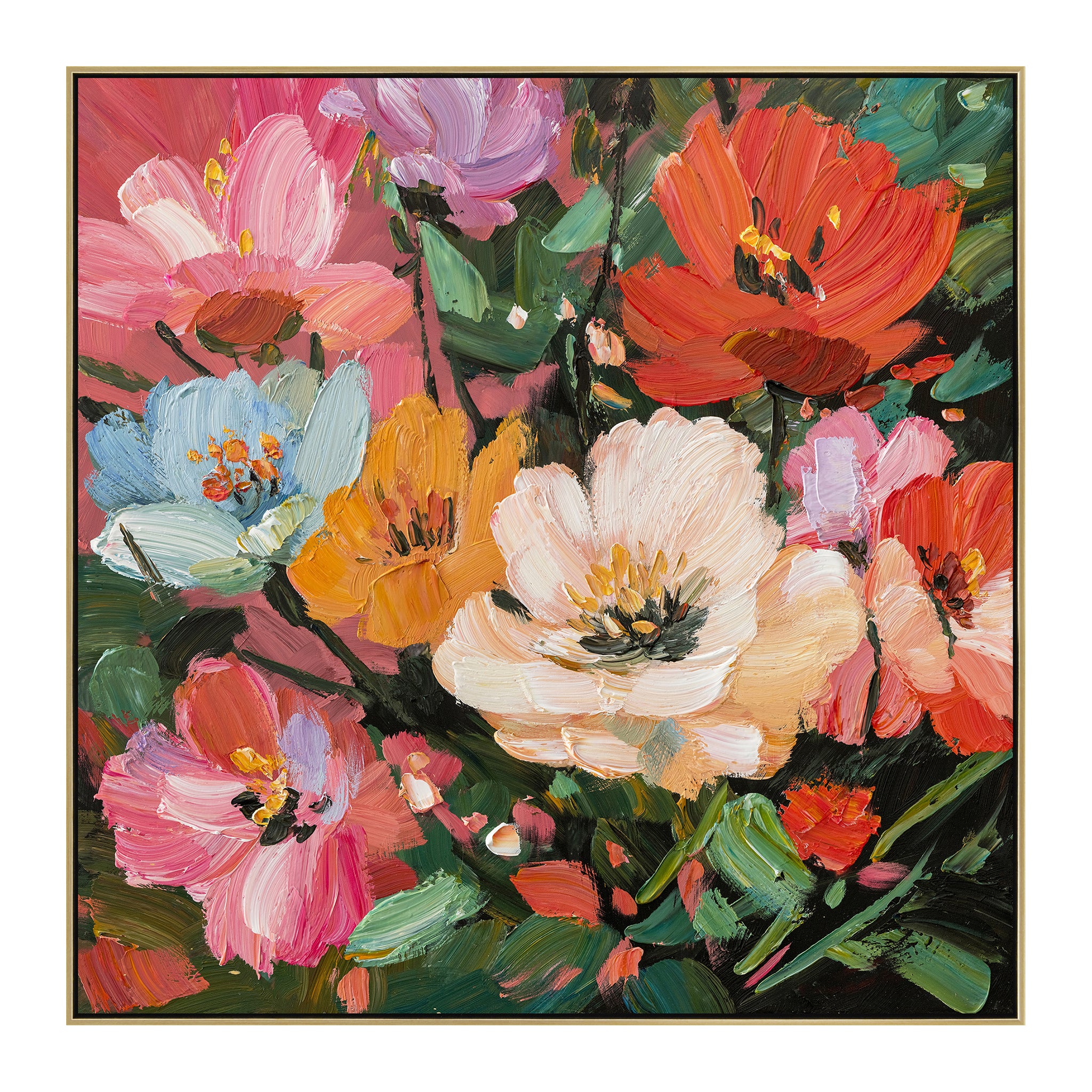 Fiorelle 80 x 80cm Framed Canvas - Light Natural Wall Art Cloud-Core