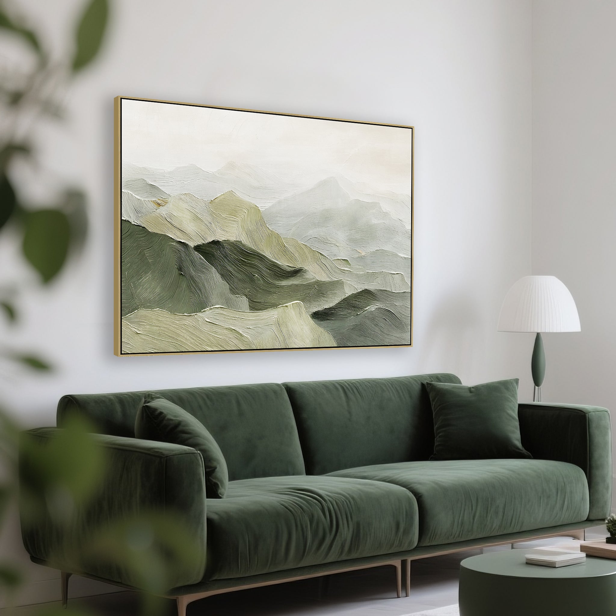 Veridian Peaks 150 x 100cm Framed Canvas - Light Natural Wall Art Cloud-Core