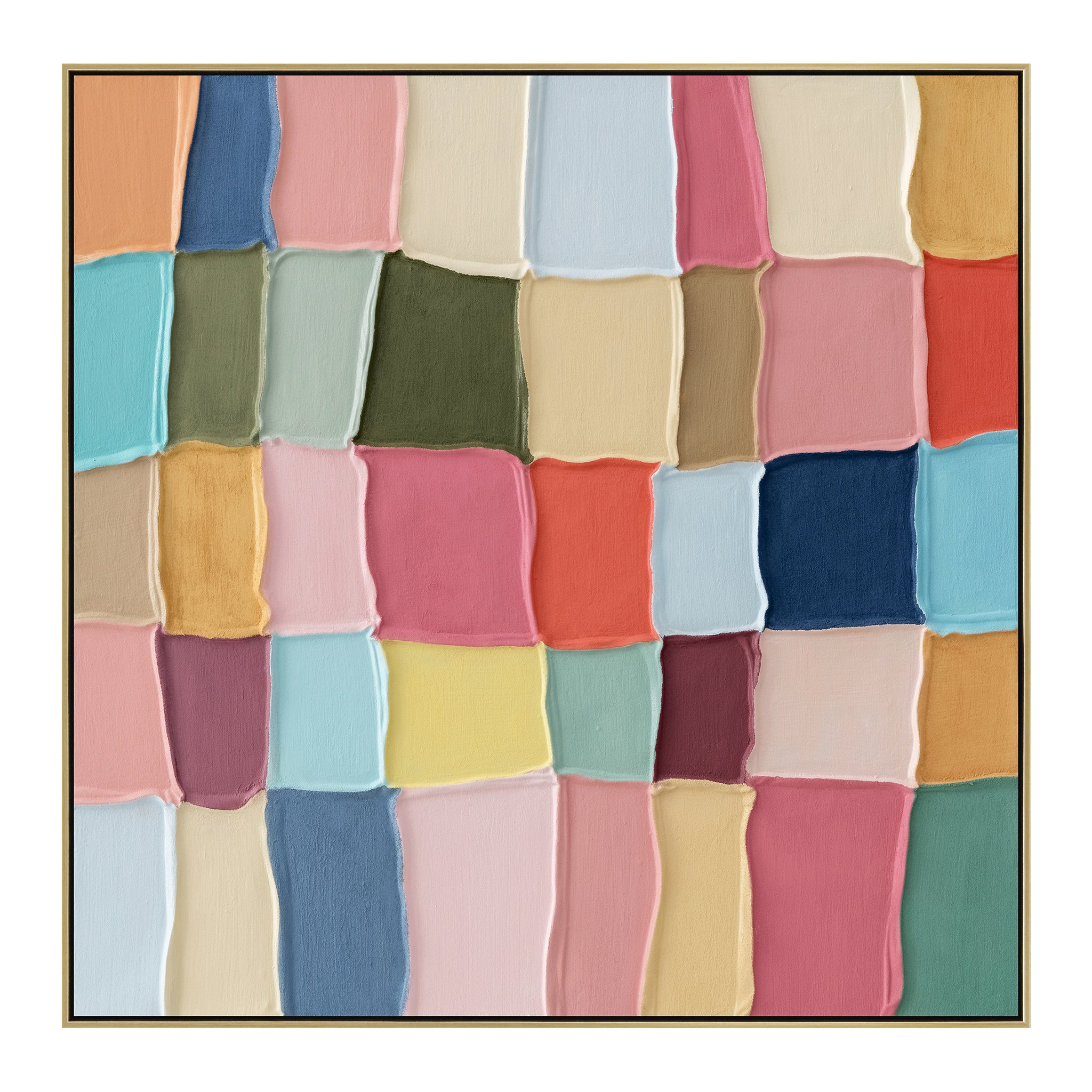 Patchi 100 x 100cm Framed Canvas - Light Natural Wall Art Cloud-Core