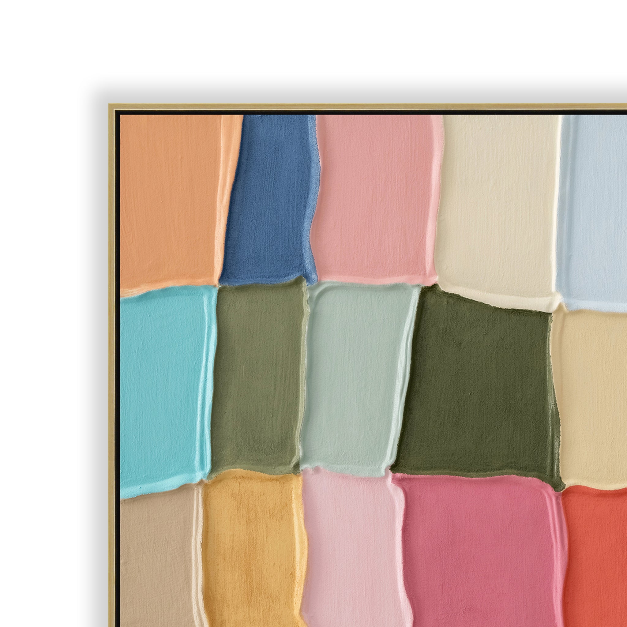 Patchi 100 x 100cm Framed Canvas - Light Natural Wall Art Cloud-Core