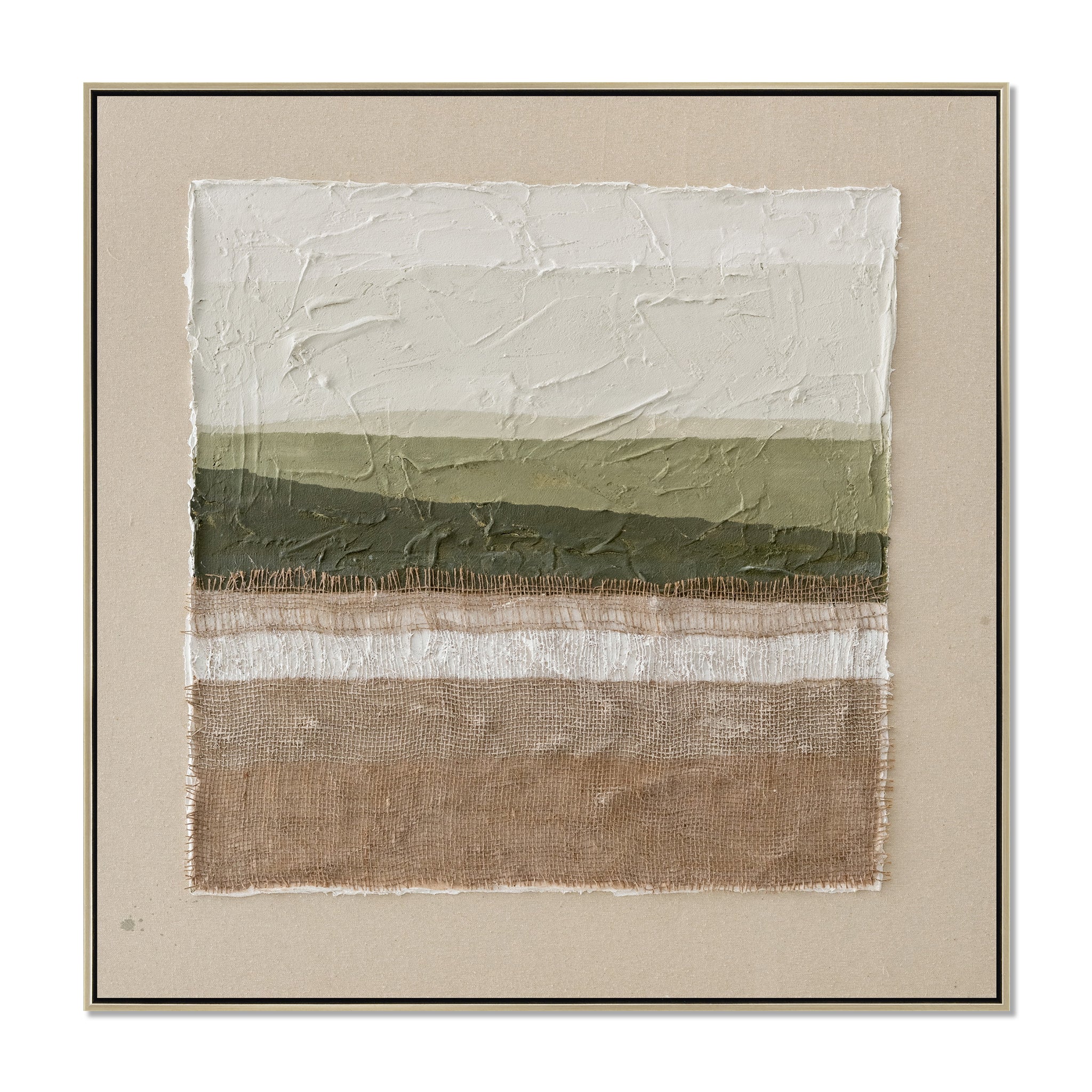 Montrose Fields 100 x 100cm Framed Canvas - Natural Wall Art Cloud-Core